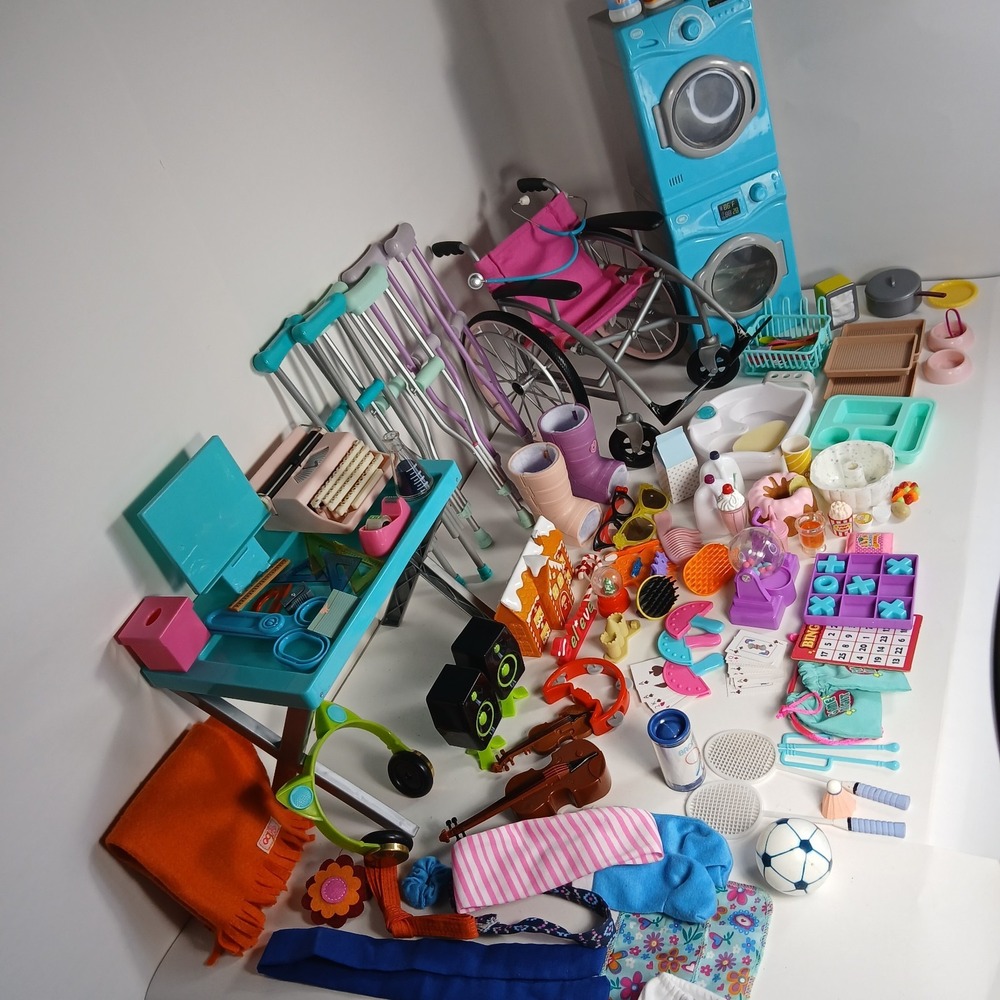 LOT 18" American Girl SIZED Our Generation & Mixed Accessories Food Sports Decor